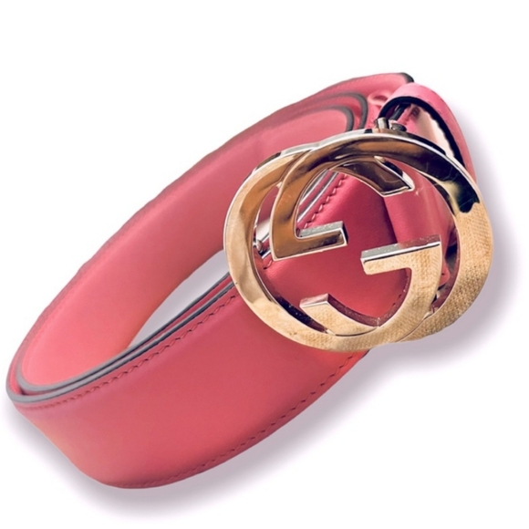 Authentic Gucci Pink Leather Belt with Dust Bag - Picture 1 of 7